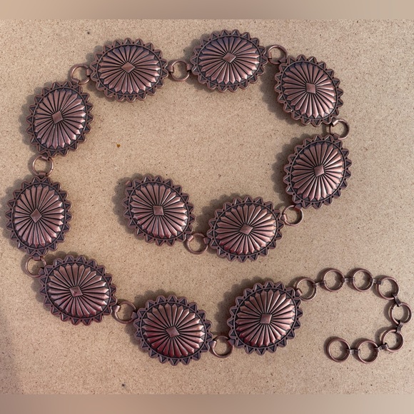 Western Concho Copper-tone Western Boho Statement Chain Concho Belt main image 6